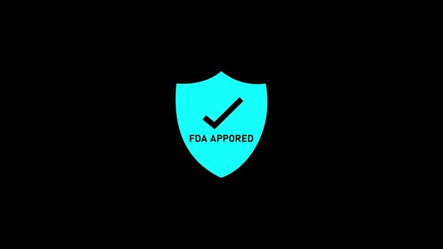 Fda approved shield animation: medical compliance and regulatory certification symbol for healthcare and pharmaceutical branding