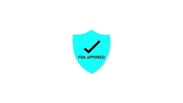 Fda approved shield animation with checkmark for medical and pharmaceutical compliance certification
