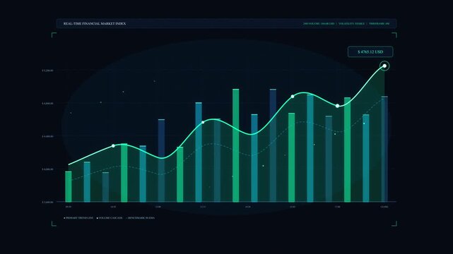 financial chart graph growth analysis business data animation loop