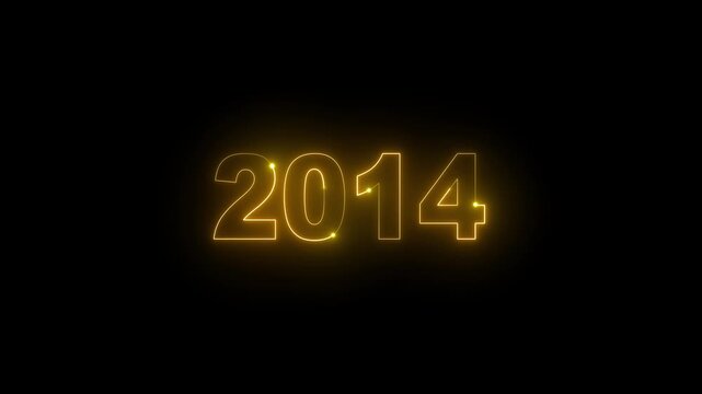 Neon light year 2014 number animation visual effect video asset