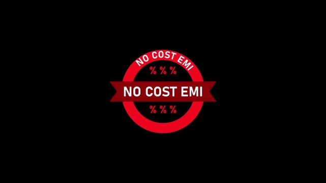 No cost emi red badge animation for e-commerce sales and promotional marketing campaigns installment plan