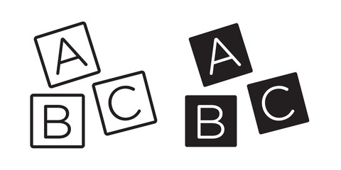 Abc icon flat outline in black © iconic