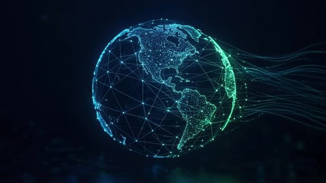 Global network tech globe network mind connection digital world glowing line futuristic earth data flow net sphere cyber blue grid light map global internet abstract background future innovation blue