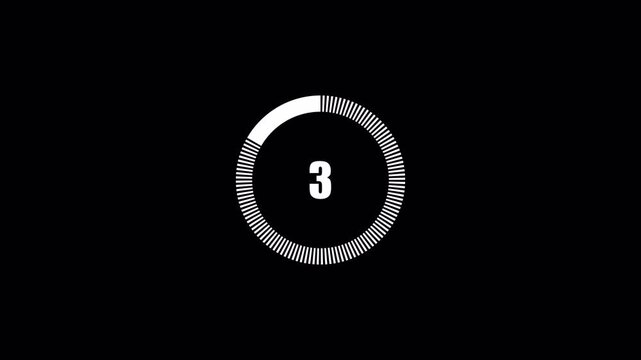 Countdown timer animation from 0 to 3. Simple 3 second countdown timer version included Movies start intro 0 1 2 3 count down with transparent background in 4k.