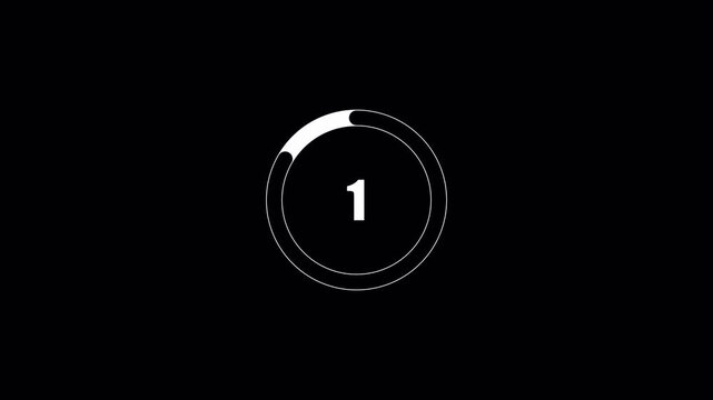 Countdown timer animation from 3 to 0. Simple 3 second countdown timer version included Movies start intro 3 2 1 0 count down with transparent background in 4k.