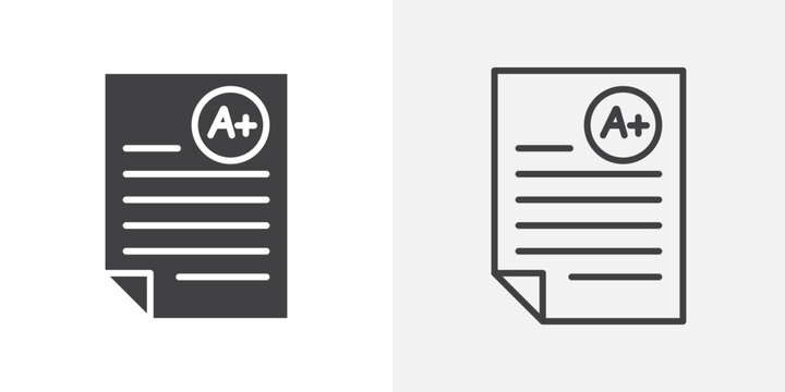 Report card icon flat outline in black