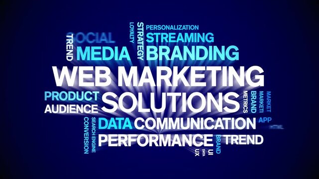 Web Marketing Solutions animated word cloud-animation tag kinetic typography seamless loop.