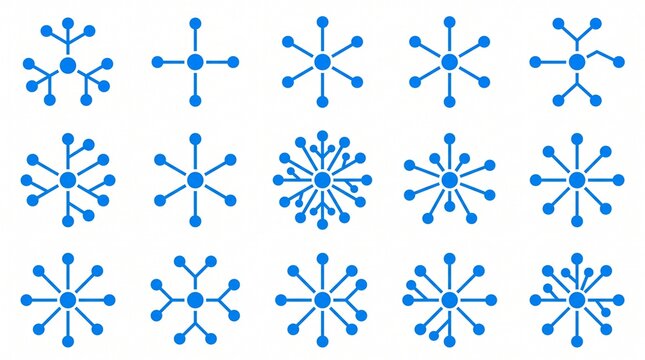Set of blue contour compass rose and wind rose vector design elements on white background