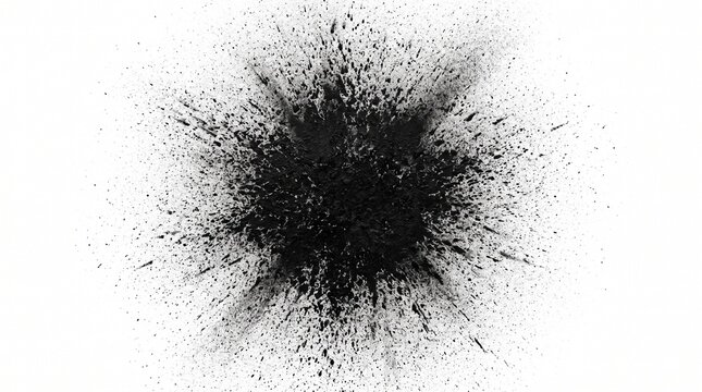 Black ink splatter or grunge paint explosion vector texture element on white background[cite: 26]