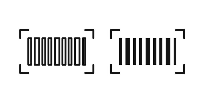 Barcode read icon flat outline in black