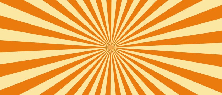 Orange and cream sunburst rays converge at center in an abstract graphic pattern