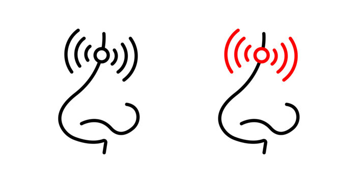Nose pain icon flat outline in black