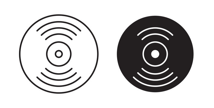 Vinyl icon flat outline in black