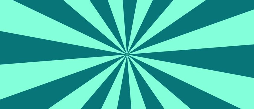 Teal and mint radial rays shift around a central point in abstract geometric design
