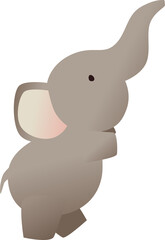 Fototapeta premium Cute Baby Elephant Standing Raising Trunk Cartoon Vector Clipart
