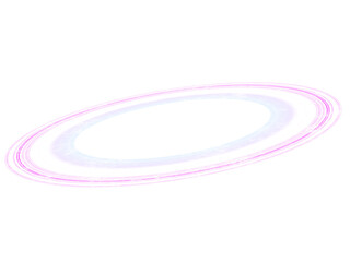 Glowing pink planetary ring 3d render isolated on white background © Qazy