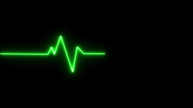 Heart rhythm sign, Pulse icon. Neon heartbeat pulse line icon. Neon heartbeat icon illustration green colorful