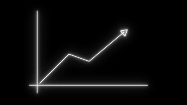Abstract neon arrow up business graph icon animation. business chart growth concept animation. 4k animation