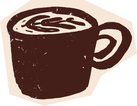 Grunge Handdrawn Coffee Cup Sticker Illustration