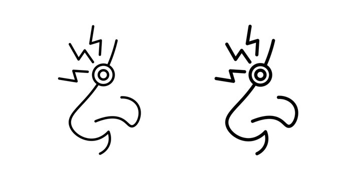 Nose pain icon flat outline in black
