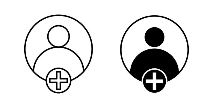 User add icon flat outline in black