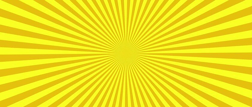 Yellow and gold sunburst rays rotate around center in an abstract radial pattern