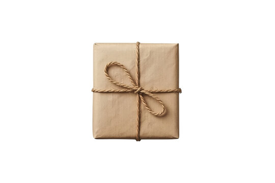 Charming kraft paper parcel tied with twine as a versatile design element
