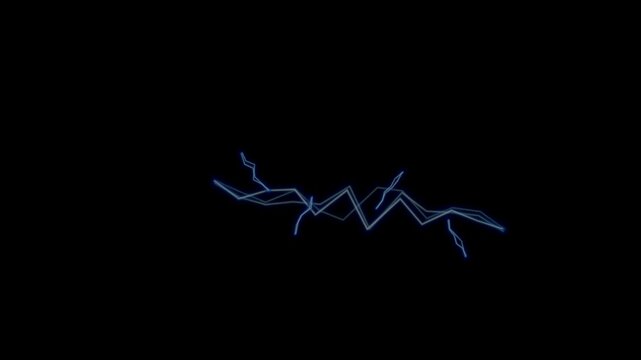 Electric Blue Lightning Arc and Plasma Energy Discharge Loop on Pure Black Background