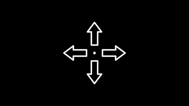 Four Directional Navigation Arrows Pulsing and Expanding Inward Outward on Black Background 4K Graphic