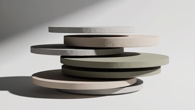 Stacked stone discs for product display podium background.