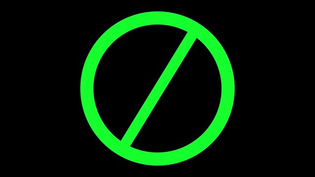 Sign forbidden. Icon symbol ban. green circle sign stop entry ang slash line isolated on transparent background. Mark prohibited. Round cross restrict entrance. Signal cancel enter.