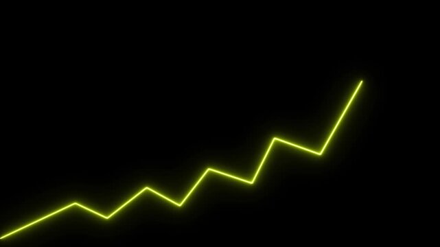 Market Recovery Concept. Successful growth trend blue line graph going Up.Abstract neon line arrow down business graph