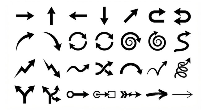 Expressive Directional Arrow Icon Collection with Varied Orientations