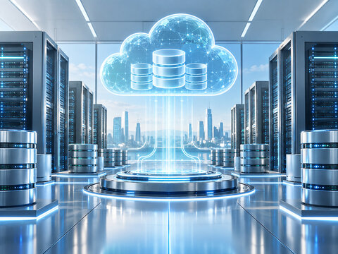 Cloud Storage and Database Hub with Connected Server Infrastructure
