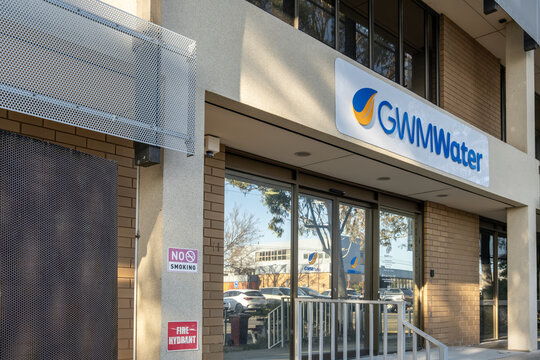 The GWMWater regional office headquarters in Horsham, Victoria, Australia, with corporate signage on building facade. Grampians Wimmera Mallee Water is a government-owned statutory corporation