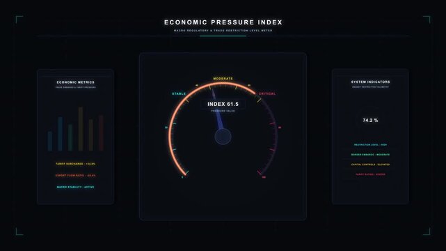 Futuristic HUD dashboard interface with speedometer gauge animation