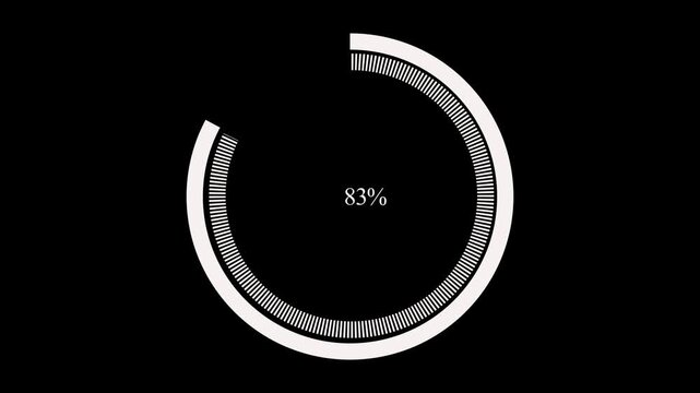 Bar Circle animation on screen circles icon on background. Loading Transfer Download Animation from zero to one hundred percent.