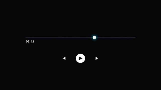 Modern multimedia player interface with play button and progress bar on dark background