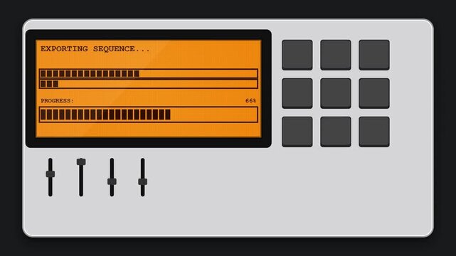Digital music sampler interface showing audio waveforms and export status