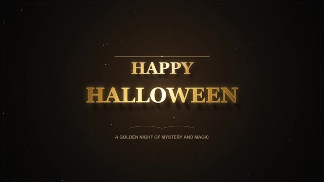 Luxury Golden Happy Halloween Typography Design with Elegant Magic Night Glow Text Effect and Dark Background