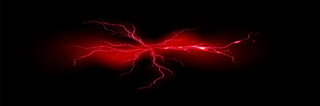 Bright flickering lightning effect, thunderstorm, stormy weather, electric discharge. Vector illustration