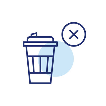 Takeaway coffee cup and cross. Pixel perfect, editable stroke vector icon