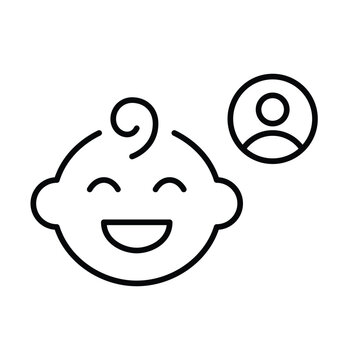 Parent and child profile, infant caregiver user, baby care account. Happy infant boy. Pixel perfect, editable stroke vector icon