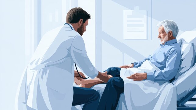 Healthcare Professional Examining an Older Adult Foot at hospital or clinic,Concept of osteoarthritis, knee pain, osteoarthritis, knee inflammation,Physical therapy.