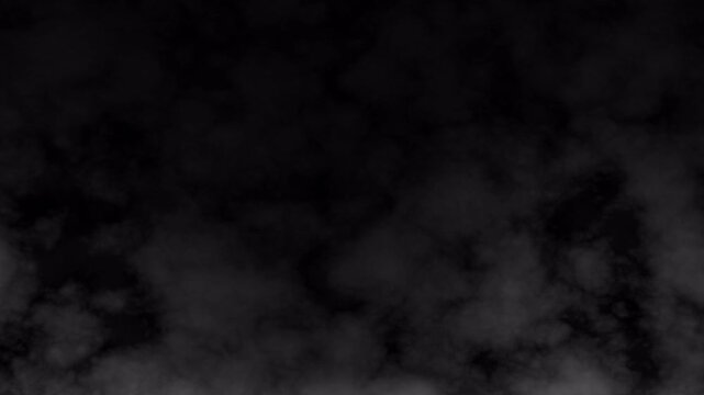 Slow motion white smoke and fog cloud on black background. 4K video with Alpha channel	