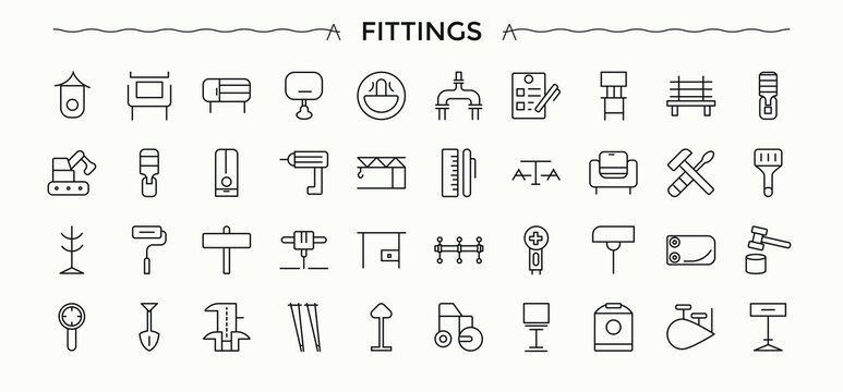 Parts icon set. Modern vector illustration. Contains such symbols as auto spare, engine, automotive, element. Editable stroke vector art. Automotive icon set.