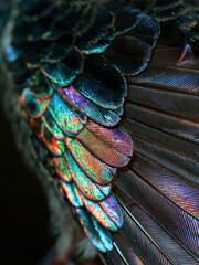Fototapeta premium Close look at hummingbird feathers showing vivid colors