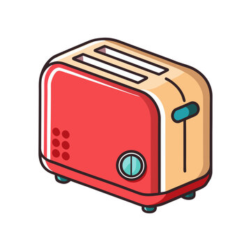 Vintage red and cream toaster vector illustration isolated on white background