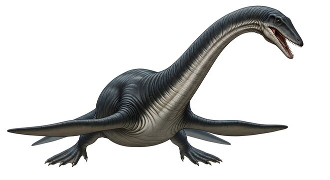 Plesiosaurus swimming with flippers spread wide during prehistoric times