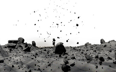 Rocky terrain with boulders and falling stones transparent background © Raihan
